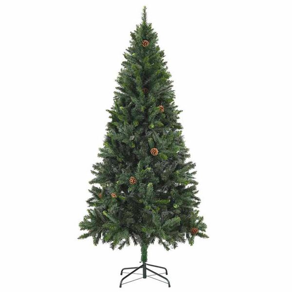 vidaXL &Aacute;rvore Natal artificial pr&eacute;-iluminada c/ bolas e pinhas 180 cm
