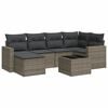 vidaXL 7 pcs conjunto sof&aacute;s p/ jardim c/ almofad&otilde;es vime PE cinzento