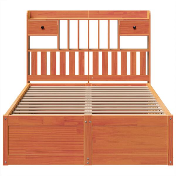 vidaXL Cama sem colch&atilde;o 135x190 cm madeira pinho maci&ccedil;a castanho-mel
