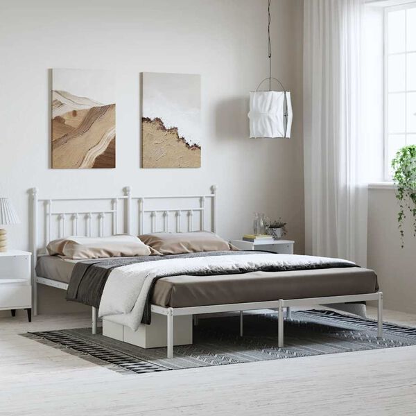 vidaXL Estrutura de cama com cabeceira 183x213 cm metal branco