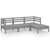 vidaXL 4 pcs conjunto lounge de jardim pinho maci&ccedil;o cinzento