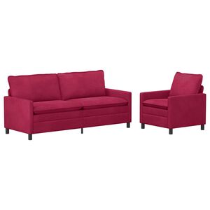vidaXL Conjunto de Sof&aacute;s 2 unid. Vinho Vermelho Veludo