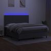 vidaXL Cama box spring c/ colch&atilde;o e LED 160x200 cm tecido cinza-escuro