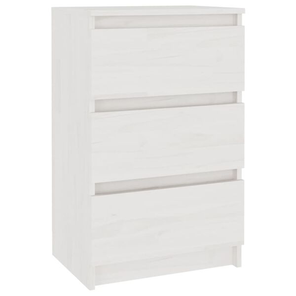 vidaXL Mesa de cabeceira 40x29,5x64 cm madeira de pinho maci&ccedil;a branco