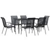 vidaXL 7 pcs conjunto de jantar para jardim a&ccedil;o e textilene preto