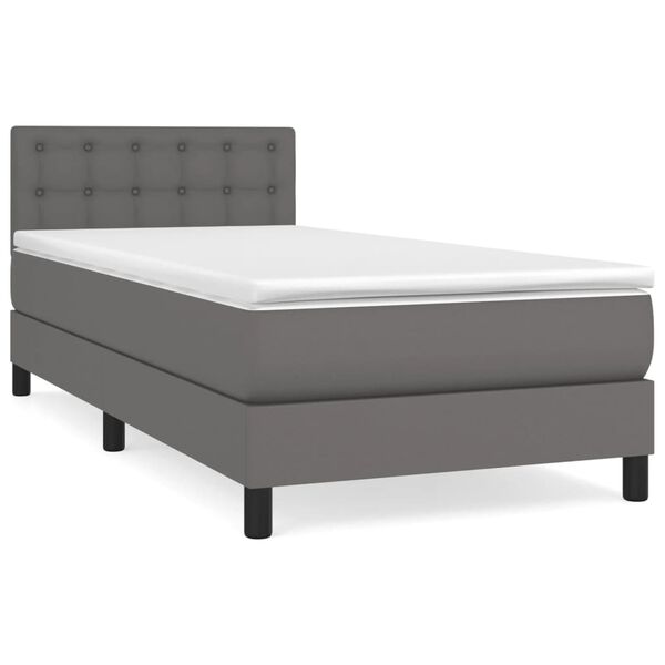 vidaXL Cama com molas/colch&atilde;o 80x200 cm couro artificial cinza