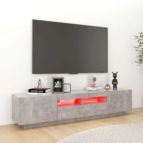 vidaXL M&oacute;vel de TV com luzes LED 180x35x40 cm cinzento cimento