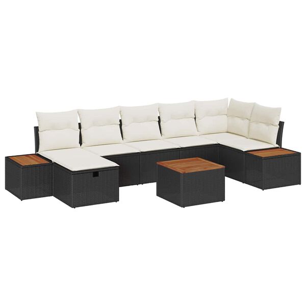 vidaXL Conjunto de Sof&aacute; de Jardim 8 pcs Preto Rattan Sint&eacute;tico