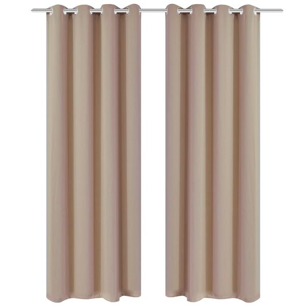 vidaXL Cortinas blackout 2 pcs com ilh&oacute;s de metal 135x175 cm creme