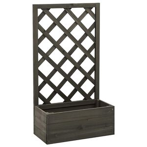 vidaXL Vaso com treli&ccedil;a para jardim 50x25x90 cm abeto maci&ccedil;o cinzento
