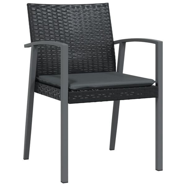 vidaXL Cadeiras jardim c/ almofad&otilde;es 2 pcs 56,5x57x83 cm vime PE preto