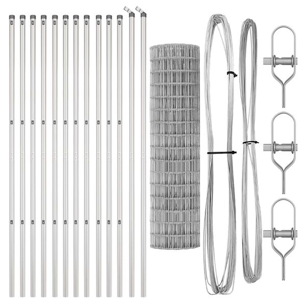 vidaXL Cerca com Poste Prateado 1,2 x 25 m A&ccedil;o e PVC