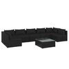 vidaXL 8 pcs conjunto lounge de jardim c/ almofad&otilde;es vime PE preto