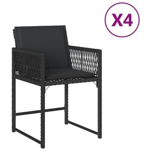 vidaXL Cadeiras de jardim com almofad&otilde;es 4 pcs vime PE preto