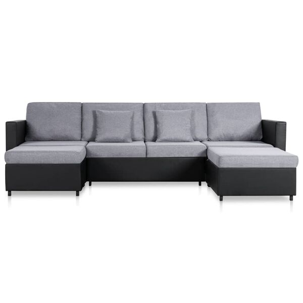 vidaXL Sof&aacute;-cama em couro artificial 4 lugares preto