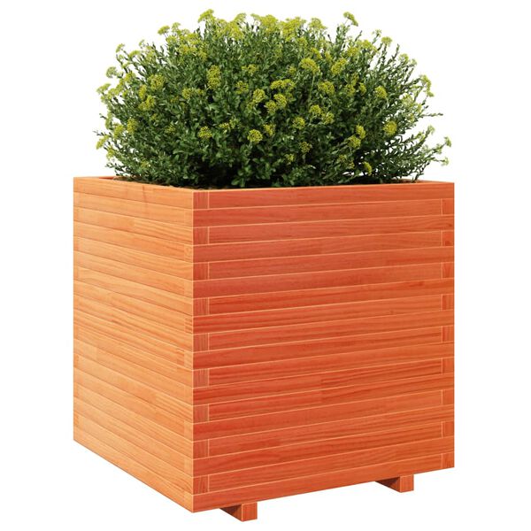 vidaXL Vaso/floreira de jardim 70x70x72,5 cm pinho maci&ccedil;o castanho mel