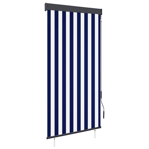 vidaXL Estore de rolo para exterior 80x250 cm azul e branco