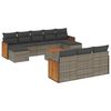 vidaXL 11 pcs conjunto sof&aacute;s de jardim c/ almofad&otilde;es vime PE cinzento