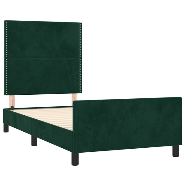 vidaXL Estrutura de cama sem colch&atilde;o 90x200 cm veludo verde-escuro
