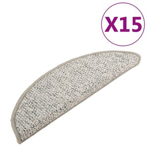vidaXL Tapete/carpete para degraus 15 pcs 56x17x3 cm cinzento-claro