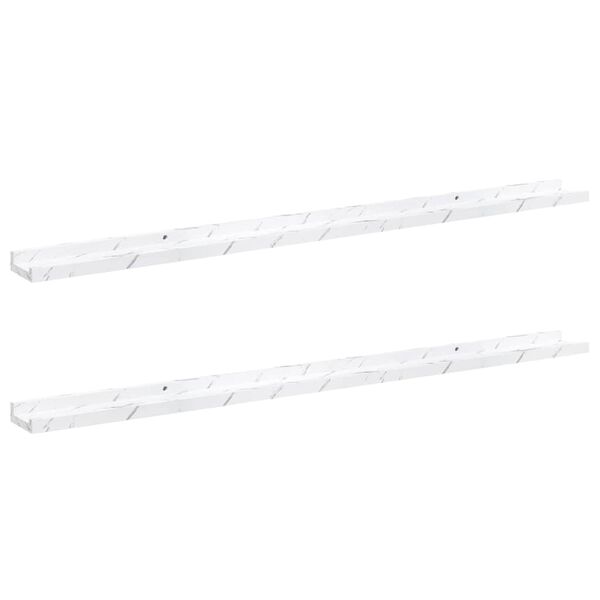 vidaXL Prateleira de Parede 2 pcs M&aacute;rmore Branco 115 x 9 x 3 cm