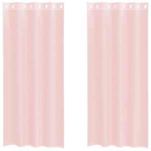 vidaXL Cortinas de voile com ilh&oacute;s 2 pcs rosa-claro 140x245 cm