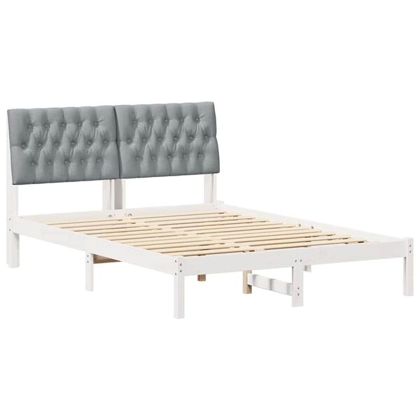 vidaXL Estrutura de Cama com Cabeceira Estofada Branco 160 x 200 cm