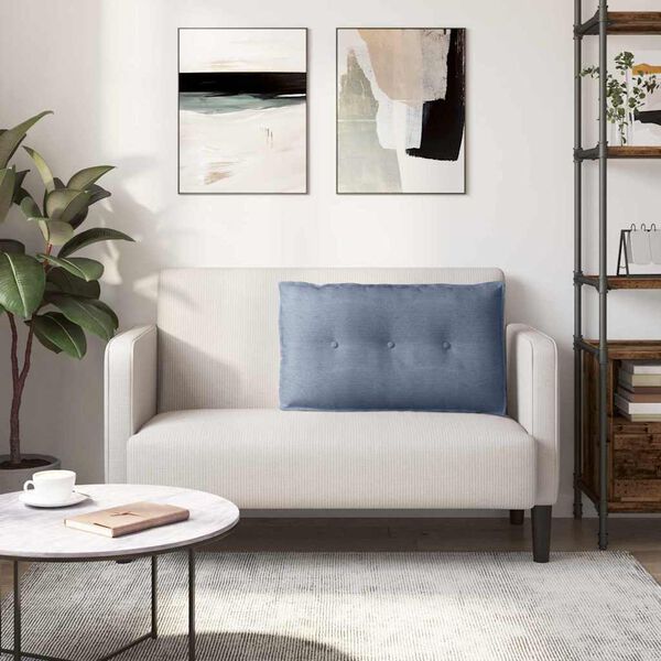 vidaXL Travesseiro para Costas Azul 80 x 50 cm Tecido de Veludo Cotele