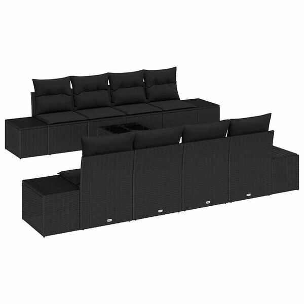 vidaXL Conjunto de Sof&aacute; de Jardim com almofada 7 pcs Preto vime PE