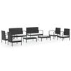 vidaXL 8 pcs conjunto lounge de jardim c/ almofad&otilde;es vime PE preto