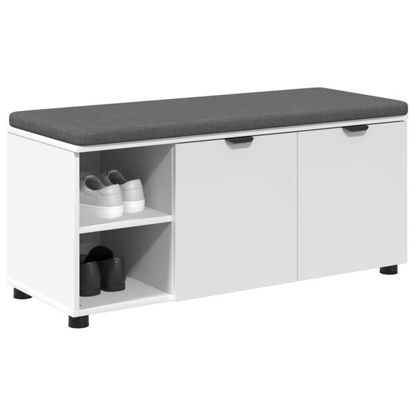 vidaXL Banco de Hall com almofada com porta Branco 100 x 38 x 46 cm