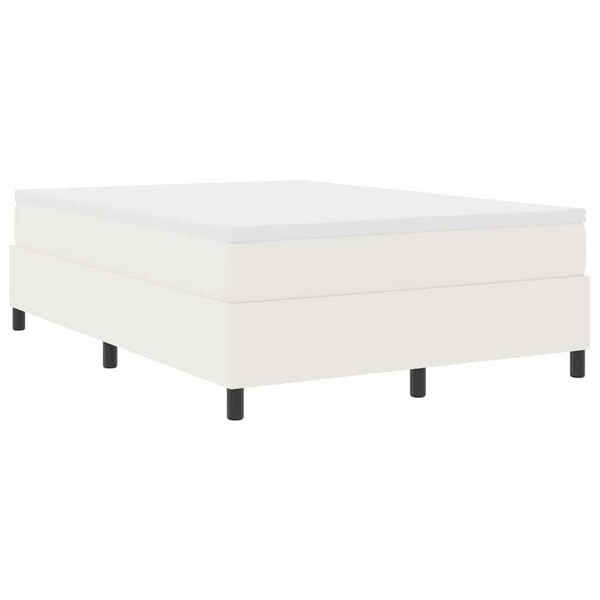 vidaXL Cama Box Creme e Branco 140 x 200 cm Tecido de Veludo Cotele