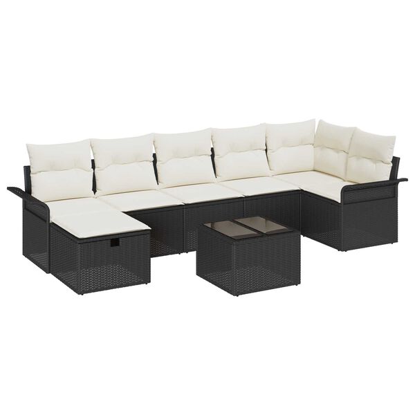 vidaXL Conjunto de Sof&aacute; de Jardim 8 pcs Preto Rattan Sint&eacute;tico