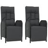vidaXL Poltronas reclin&aacute;veis exterior c/ almofad&otilde;es 2pcs vime PE preto