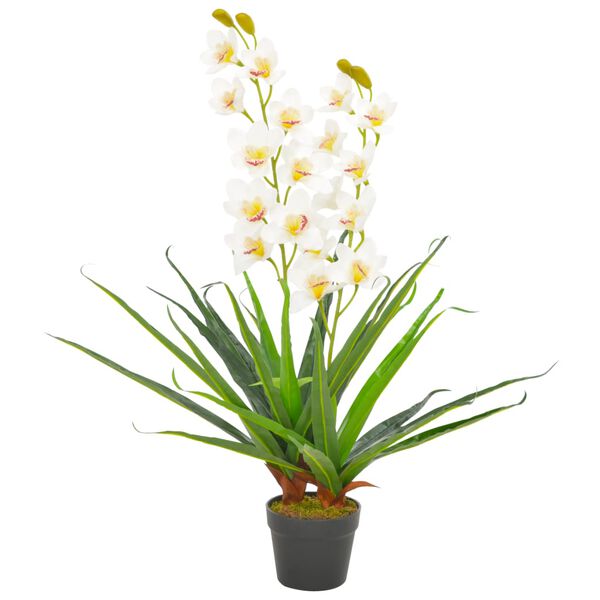 vidaXL Planta orqu&iacute;dea artificial com vaso 90 cm branco