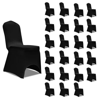 vidaXL Capa para cadeira elástica 24 pcs preto