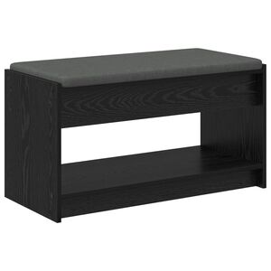 vidaXL Banco de Hall com almofada Carvalho Preto 83 x 38 x 45 cm