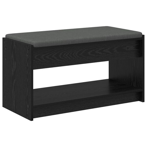 vidaXL Banco de Hall com almofada Carvalho Preto 83 x 38 x 45 cm