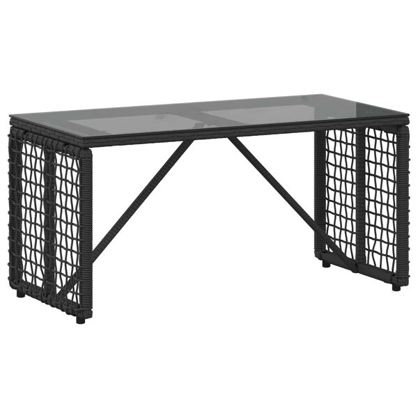 vidaXL Mesa de Exterior Preto 80 x 40 x 40 cm Rattan PE e Vidro