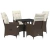 vidaXL Conjunto de Jantar para Jardim 5 unid. Castanho vime PE