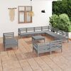 vidaXL 12 pcs conjunto lounge de jardim pinho maci&ccedil;o cinzento