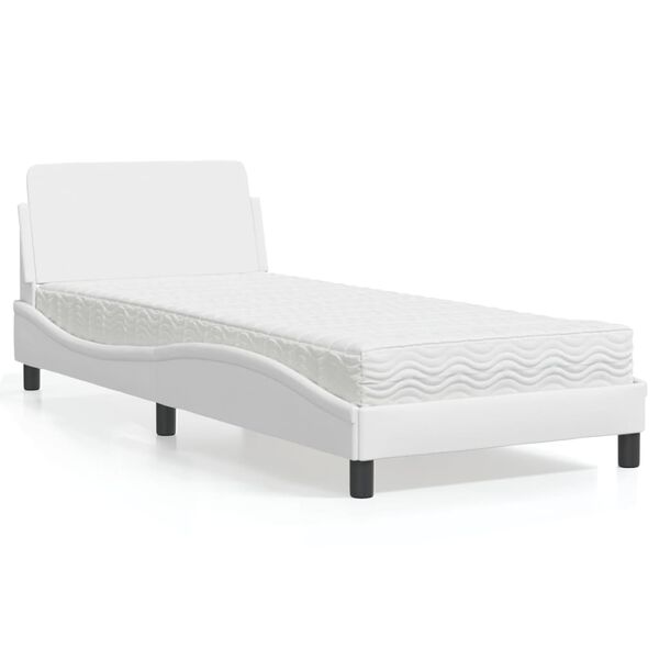vidaXL Cama com colchão Dover 80x200 cm couro artificial branco