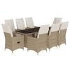vidaXL 9 pcs conjunto de bistr&ocirc; para jardim c/ almofad&otilde;es vime PE bege