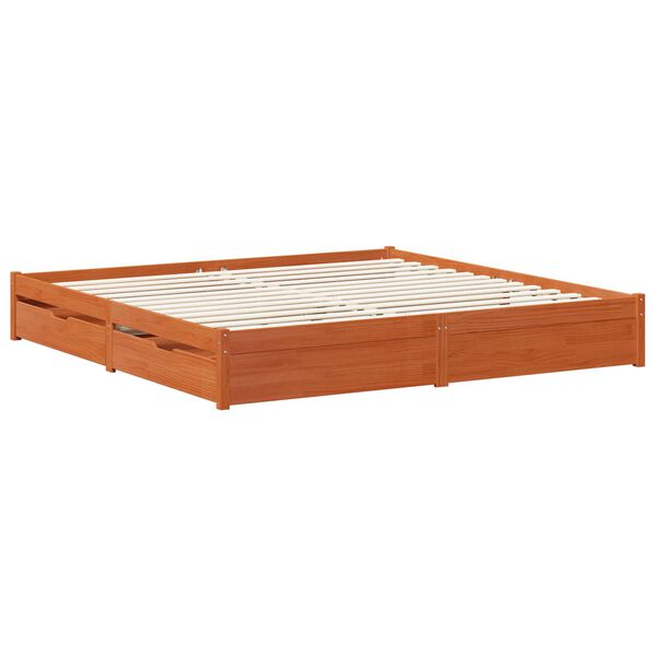 vidaXL Estrutura da Cama com gaveta Marrom Cera 180 x 200 cm