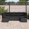 vidaXL Conjunto de Sof&aacute; de Jardim com almofada 6 pcs Preto vime PE