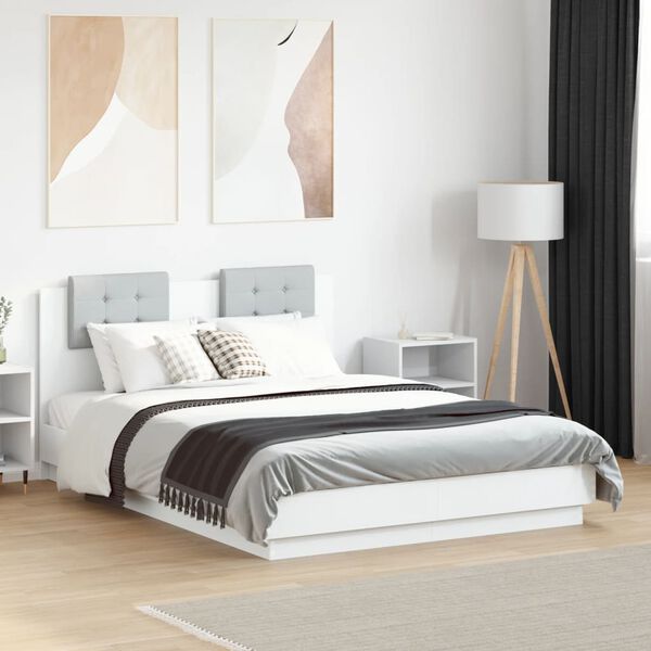 vidaXL Estrutura cama c/ cabeceira 120x190 cm derivados madeira branco