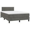 vidaXL Cama boxspring com colch&atilde;o 120x190 cm veludo cinzento-escuro