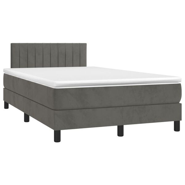 vidaXL Cama boxspring com colch&atilde;o 120x190 cm veludo cinzento-escuro