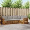 vidaXL Conjunto de Sof&aacute; Sectional 5 pcs Cinza Natural e Claro