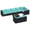 vidaXL 9 pcs conjunto lounge de jardim c/ almofad&otilde;es vime PE preto